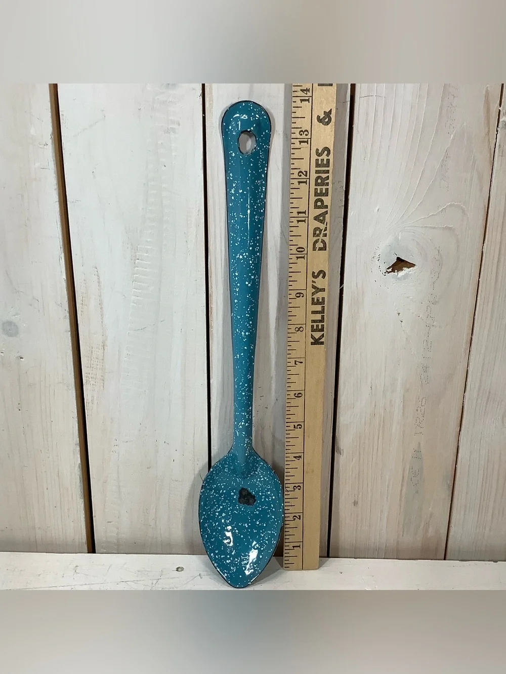 Large 14” Enamelware Spoon - Graniteware Spoon